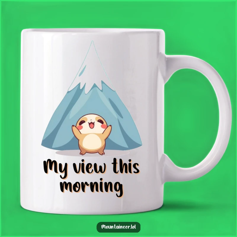 Funny Mountain Peak Creature Mug: Enthusiastic Gaze, Perfect Funny Gift