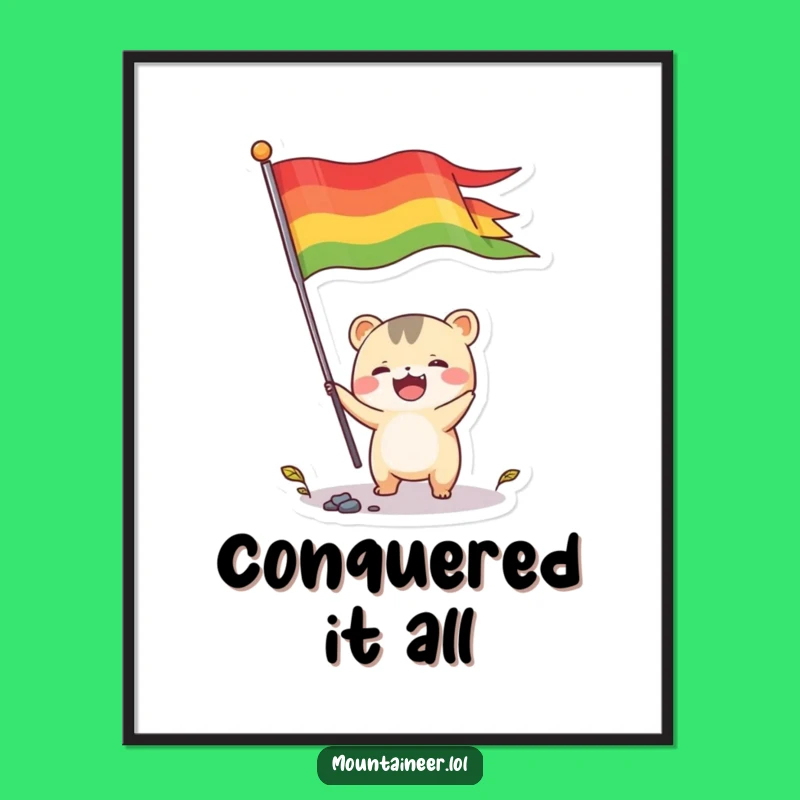 Funny Flag Planting Creature Digital Print: Instant Joyful Art