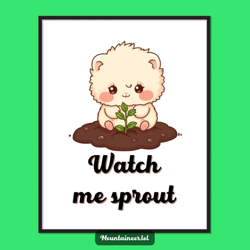 Funny Fluffy Planter Poster: Adorable Creature Seeds Joy with This Whimsical Wall Art